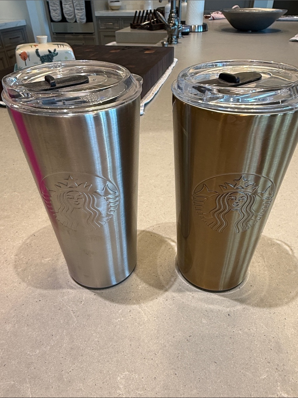 Starbucks Stainless Steel Tumblers in Silver and Gold